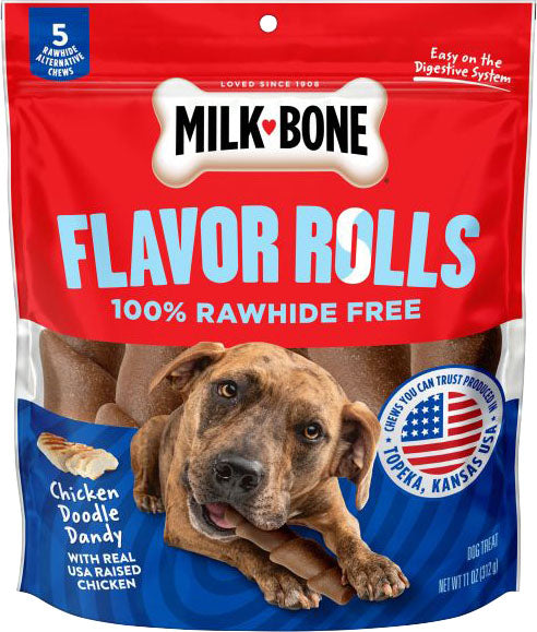 Milk-Bone Flavor Rolls Rawhide Free Dog Treats (Pack Of 6)