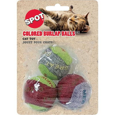 Ethical Burlap Balls Cat Toys Assorted Colors, 3-Pack