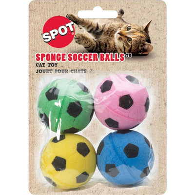 SPOT Sponge Soccer Ball Cat Toys - Interactive and Colorful Plush Toy, Fun for Cats and Kittens to Bat and Chase, Keep Cats Entertained - 1.5" Assorted 4- Pack