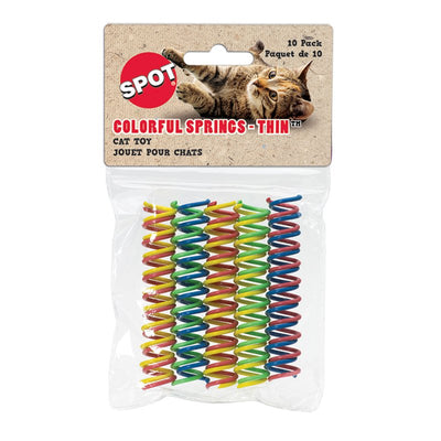 SPOT Thin Colorful Springs Cat Toy - Bouncy Toys for Medium Indoor Cat Breeds to Bite, Swat, Chase - Keeps Cats & Kittens Entertained for Hours - Includes Ten 3Ã¢â‚¬Â Wide Spiral Springs, Assorted Colors