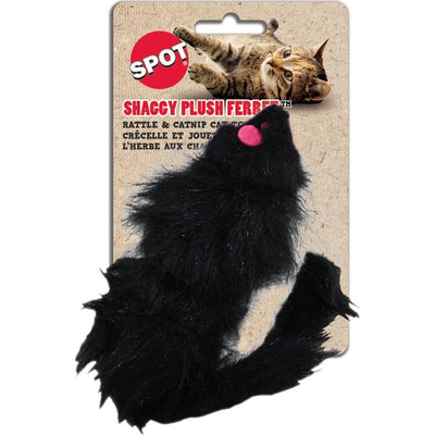 SPOT Ethical Shaggy Plush Ferret with Rattle and Catnip Cat Toy