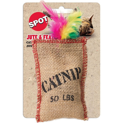 Ethical Jute and Feather Sack with Catnip Cat Toy