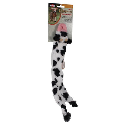 SPOT Skinneeez Crinklers | Stuffless Dog Toys with Squeaker For Small Dogs | Crinkle Toy For Small Puppies | 14" | Cow Design | By Ethical Pet