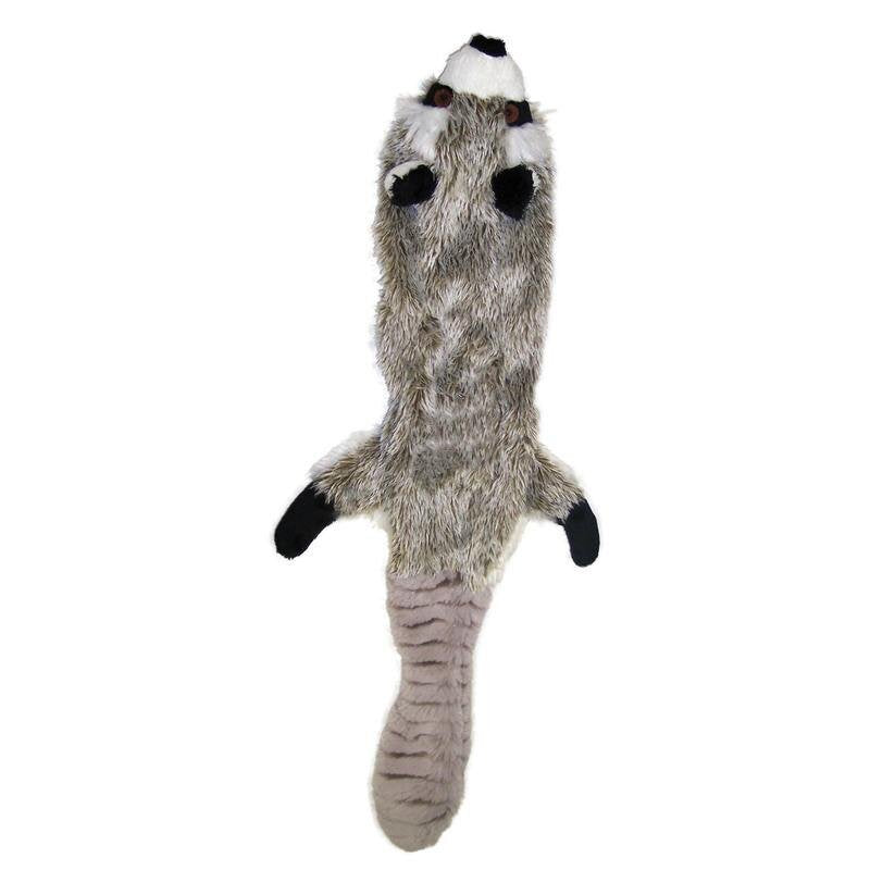 SPOT Skinneeez Stuffless Dog Toy with Squeaker | Plush Tug of War Raccoon Squeak Toy for Small and Large Dog Breeds | Small