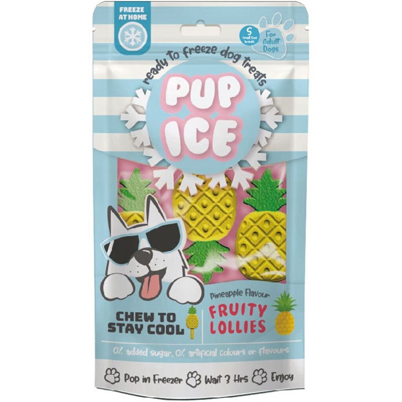 Pup Ice- Ready to Freeze at Home Dog Treats-Edible Chews for Small Breed Dogs & Puppies with Real Chicken to Keep Your Pup Cool Year Round, Fruity Lollies Pineapple Flavor, 3pcs