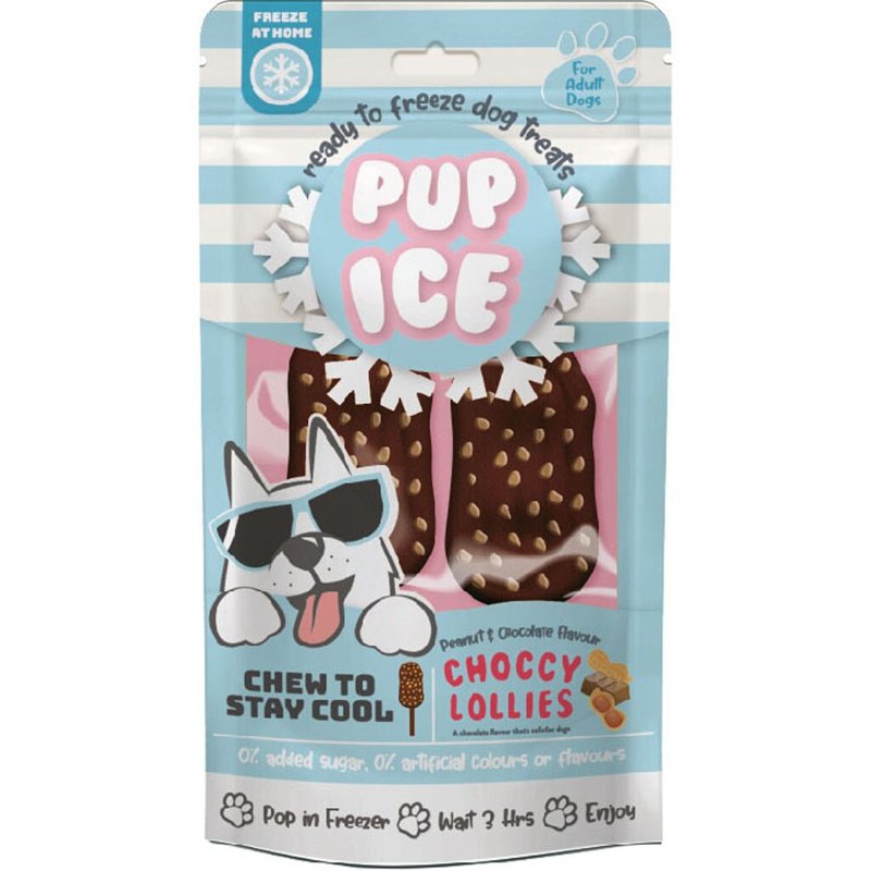 SPOT Pup Ice- Ready to Freeze at Home Dog Treats-Edible Chews for Medium Breed Dogs & Puppies with Real Chicken to Keep Your Pup Cool Year Round, Rocket Lollies Peanut and Chocolate Flavor, 2pcs