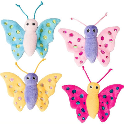 SPOT Shimmer Glimmer Butterfly Cat Toy - Catnip Filled Plush Toy with Colorful, Shimmery Design, Playful Toy for Cats and Kittens - One Butterfly, Color May Vary - 6 in