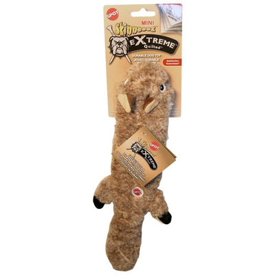 SPOT Skinneeez Extreme Quilted Squirrel- Durable, Stuffing Free Dog Toy with 4 Layers of Diamond Stitched Fabric & 2 Squeakers- Ideal For Small & Medium Aggressive Puppies and Dogs- 14in