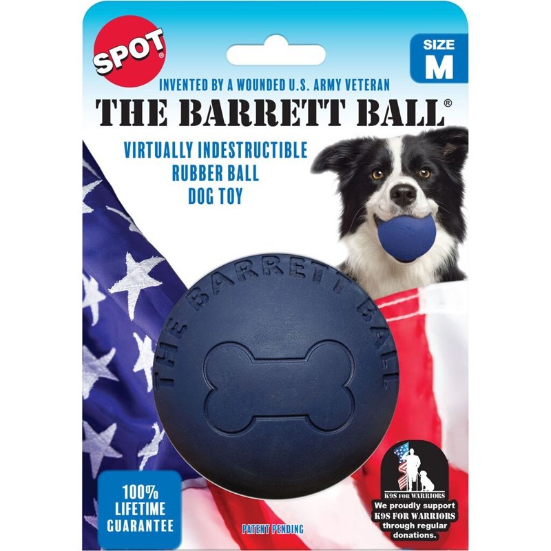 SPOT Ethical Barrett Ball Virtually Indestructible Rubber Ball | Medium Dog Toy