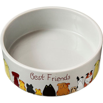 SPOT Best Friends Pet Food Dish - Food or Water Ceramic Bowl for Pets, Ideal for Medium & Large Dogs, Dishwasher Safe, 5 Cups (40oz) Capacity - 7in, Light Grey