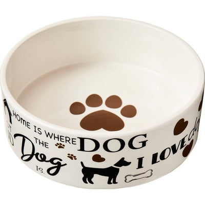 SPOT by Ethical Products - Heavy Ceramic High Gloss Dog Bowl Cat Bowl Durable Dog Food and Water Pet Dish - Dishwasher Safe - I Love Dogs Dog Dish 7"