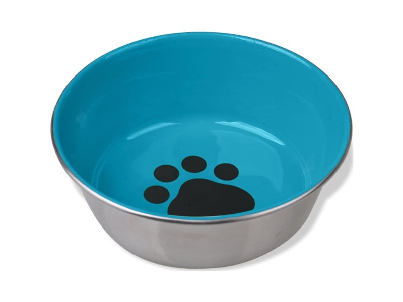 Van Ness Pets Small Stainless Steel Dog Bowl, 24 OZ, Pawprint Decoration