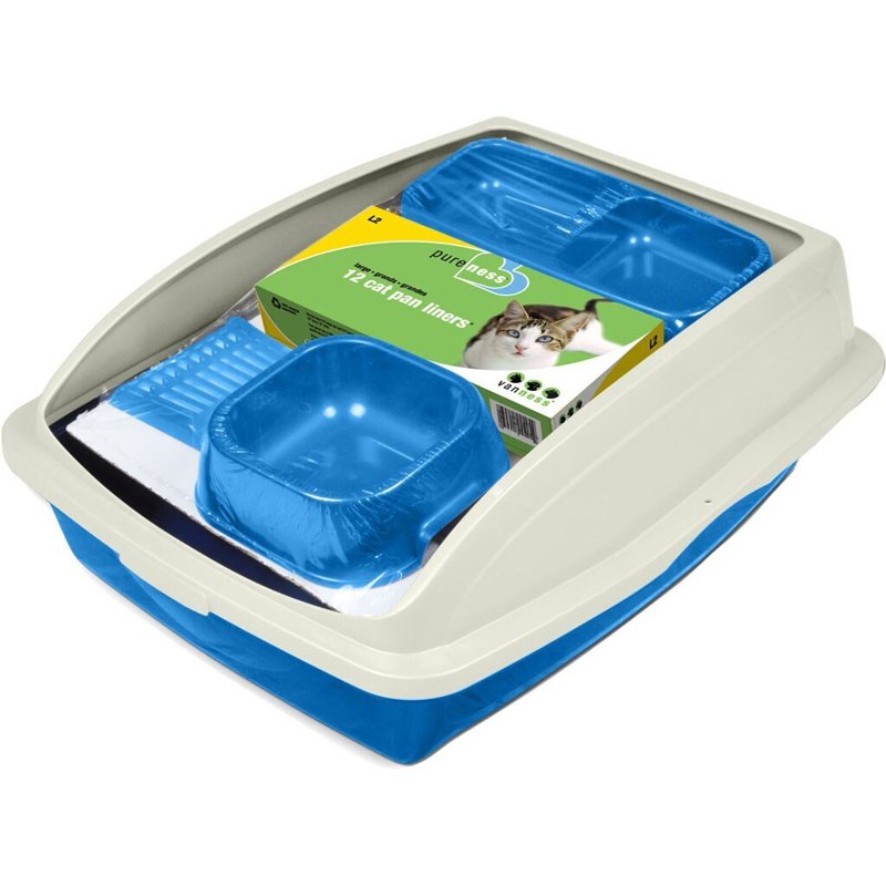 Van Ness Kitten And Cat Starter Kit, 5 Piece Set with High Side Litter Box, Water Bowl, Double Feeder, Litter Scoop, Litter Box Liners