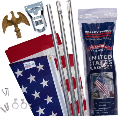 Vff Printed Polycotton Us Flag Kit W/5' Steel Pole