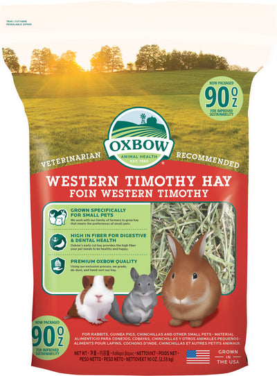Oxbow Animal Health Western Timothy Hay - All Natural Hay for Rabbits, Guinea Pigs, Chinchillas, Hamsters & Gerbils - 90 oz.