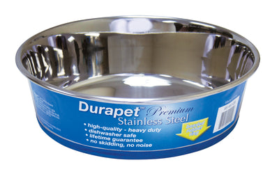 Our Pets Durapet Premium Rubber-Bonded Stainless Steel Dog Bowl 4.5 Quart, 13 Cups, 10.9"X10.9"X3.3"