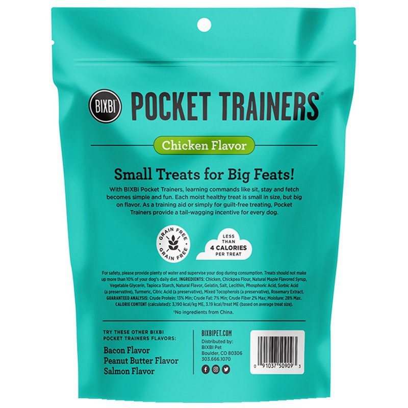 BIXBI Pocket Trainers, Chicken (6 oz, 1 Pouch) - Small Training Treats for Dogs - Low Calorie and Grain Free Dog Treats, Flavorful Pocket Size Healthy and All Natural Dog Treats