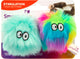 Packaged Smartykat Fuzzy Friends cat toys, two colorful plush balls with large eyes on a retail card.