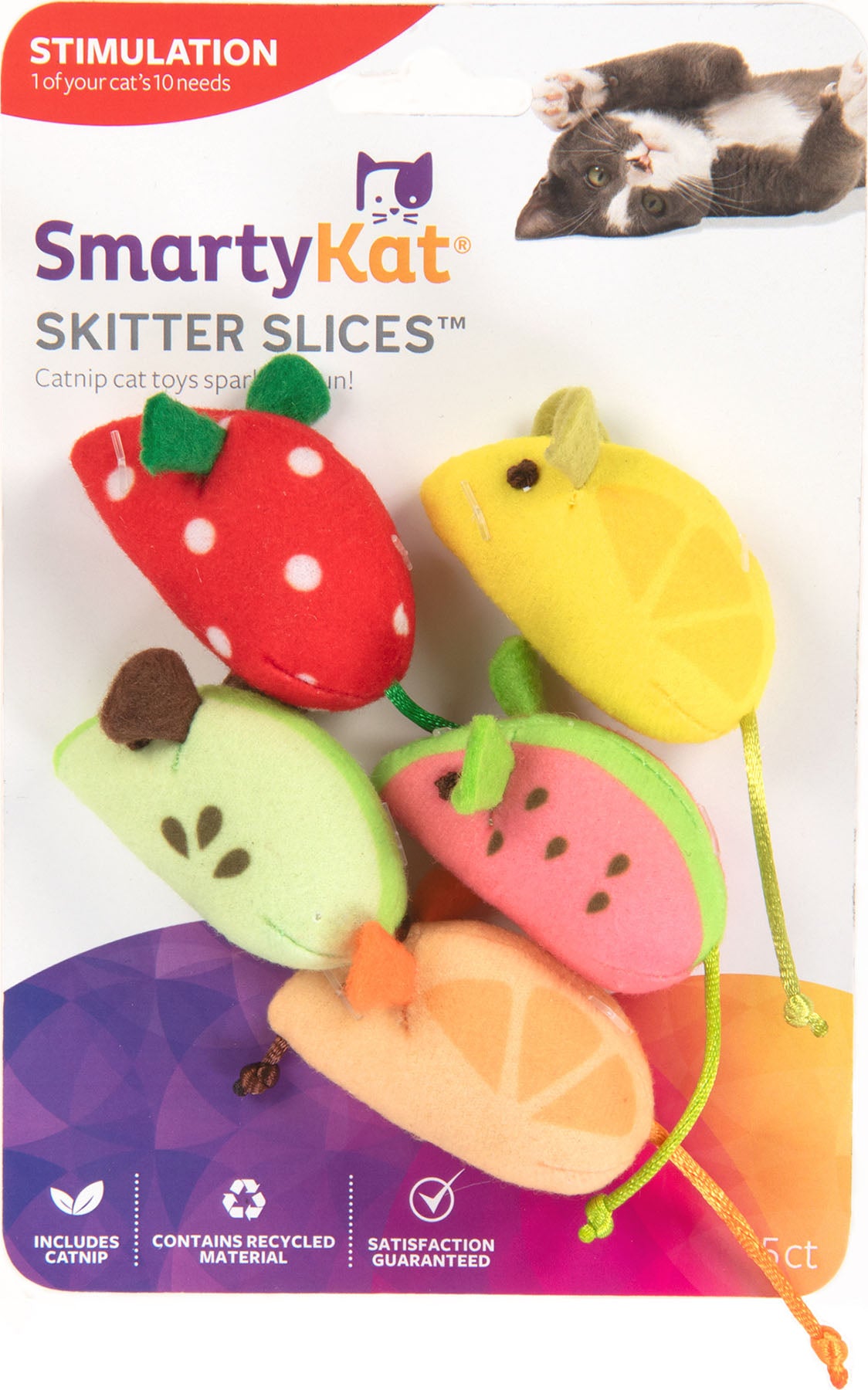 Smartykat Skitter Slices Plush Catnip Mice Toys