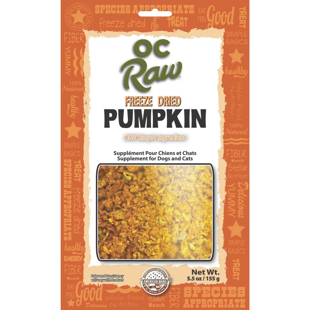 OC Raw Freeze Dried Pumpkin 4 oz Bag