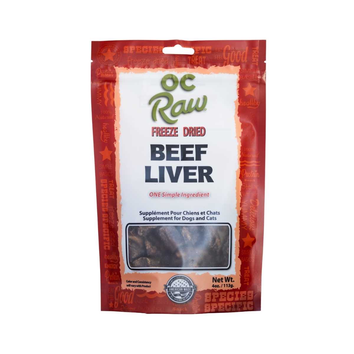 OC Raw Freeze Dried Beef Liver-4 oz Bag