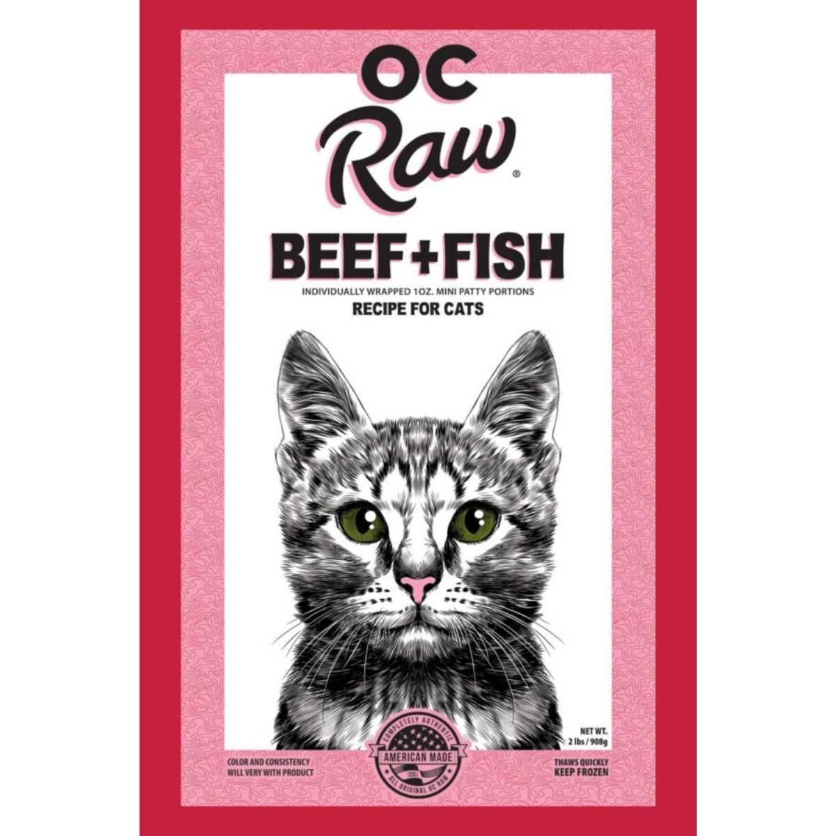 OC Raw Cat Beef + Fish Recipe-2 lb Bag