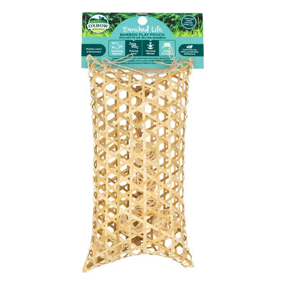Packaged Oxbow Enriched Life Bamboo Play Pouch with woven bamboo structure and product label
