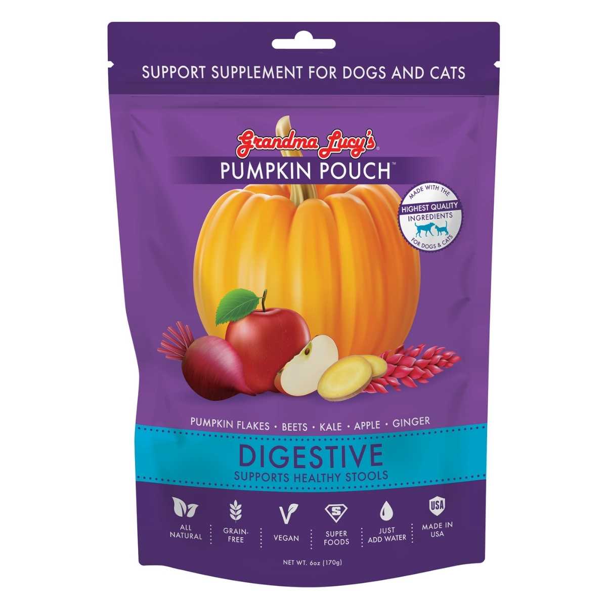 Grandma Lucy's Dog & Cat Pumpkin Pouch Digestive-6 oz Bag