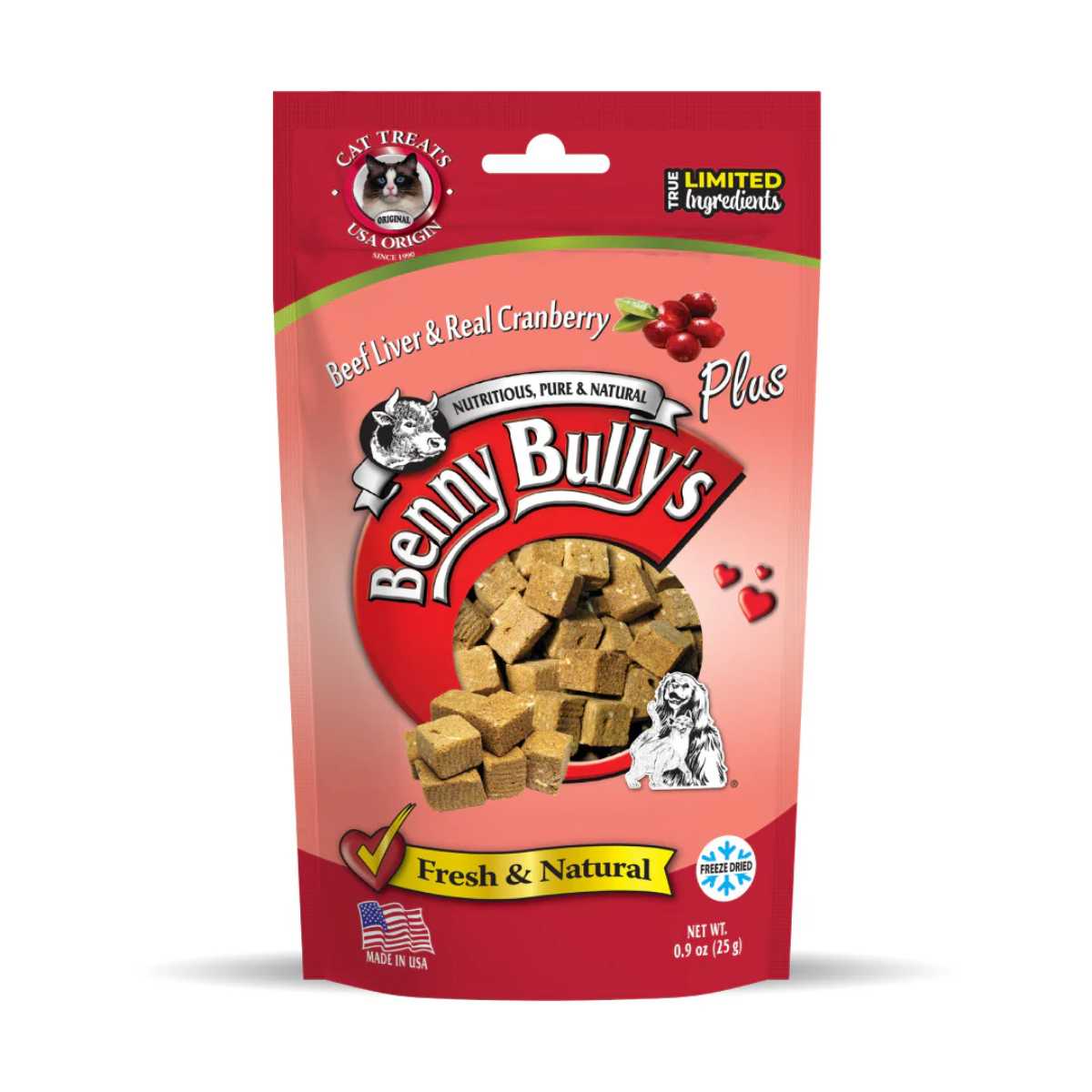 Benny Bully's Beef Liver plus Cranberry Cat Treats - 0.9 oz/ 25g