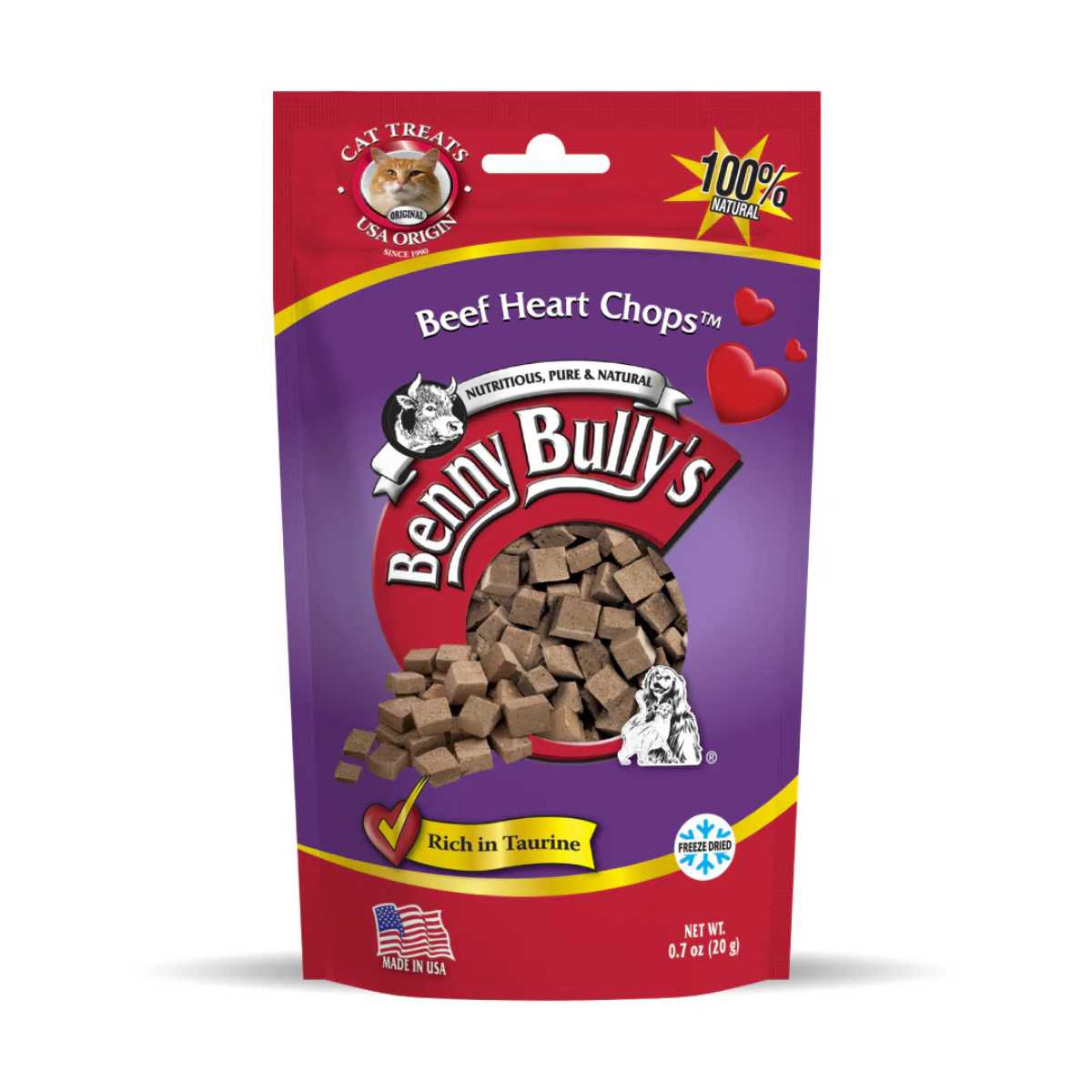 Benny Bully's Pure Beef Heart Chops Cat Treats - 0.7oz/ 20g