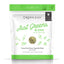 Front view of a Green Juju Just Greens Blend with Nettles freeze-dried green vegetable blend package for dogs, 5.5 oz, green and white.