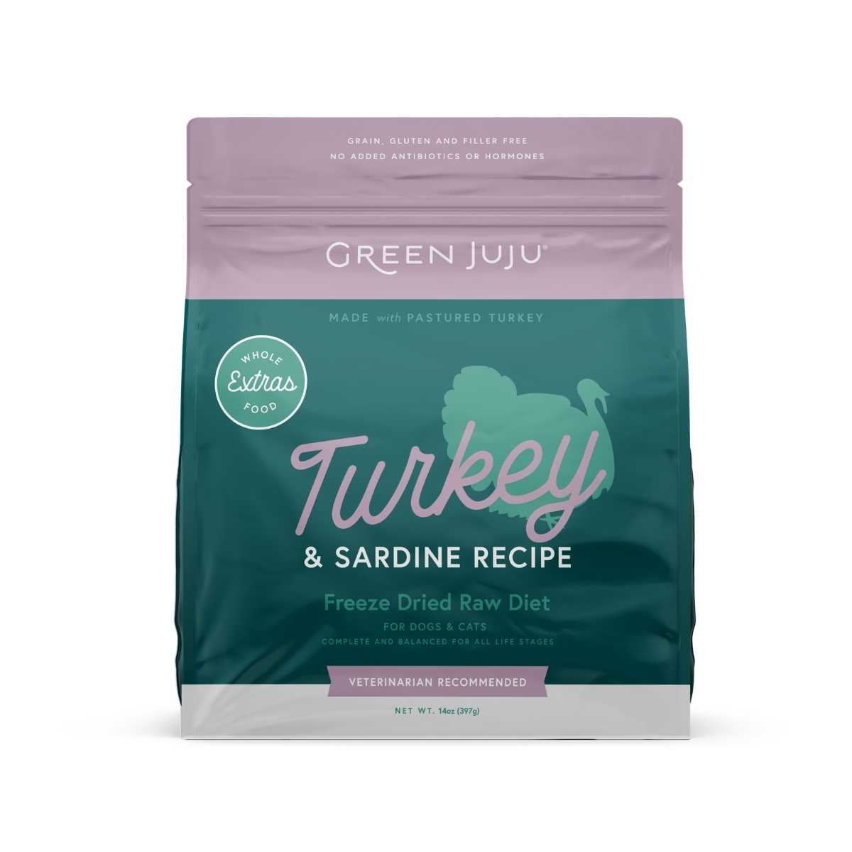 Green Juju Turkey & Sardine Freeze Dried Food- 14oz