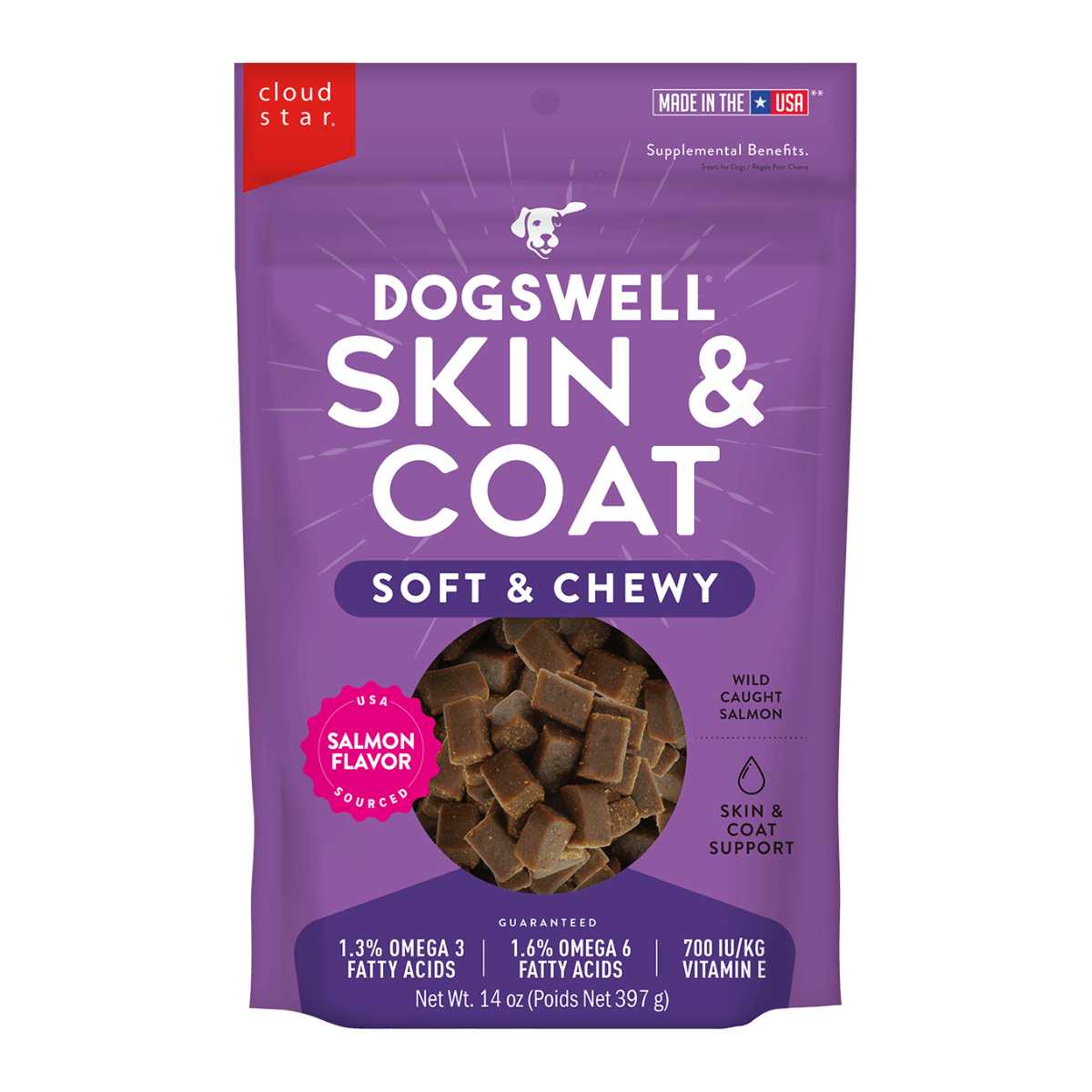 Dogswell Skin & Coat Grain Free Soft & Chewy Salmon 14 oz Bag