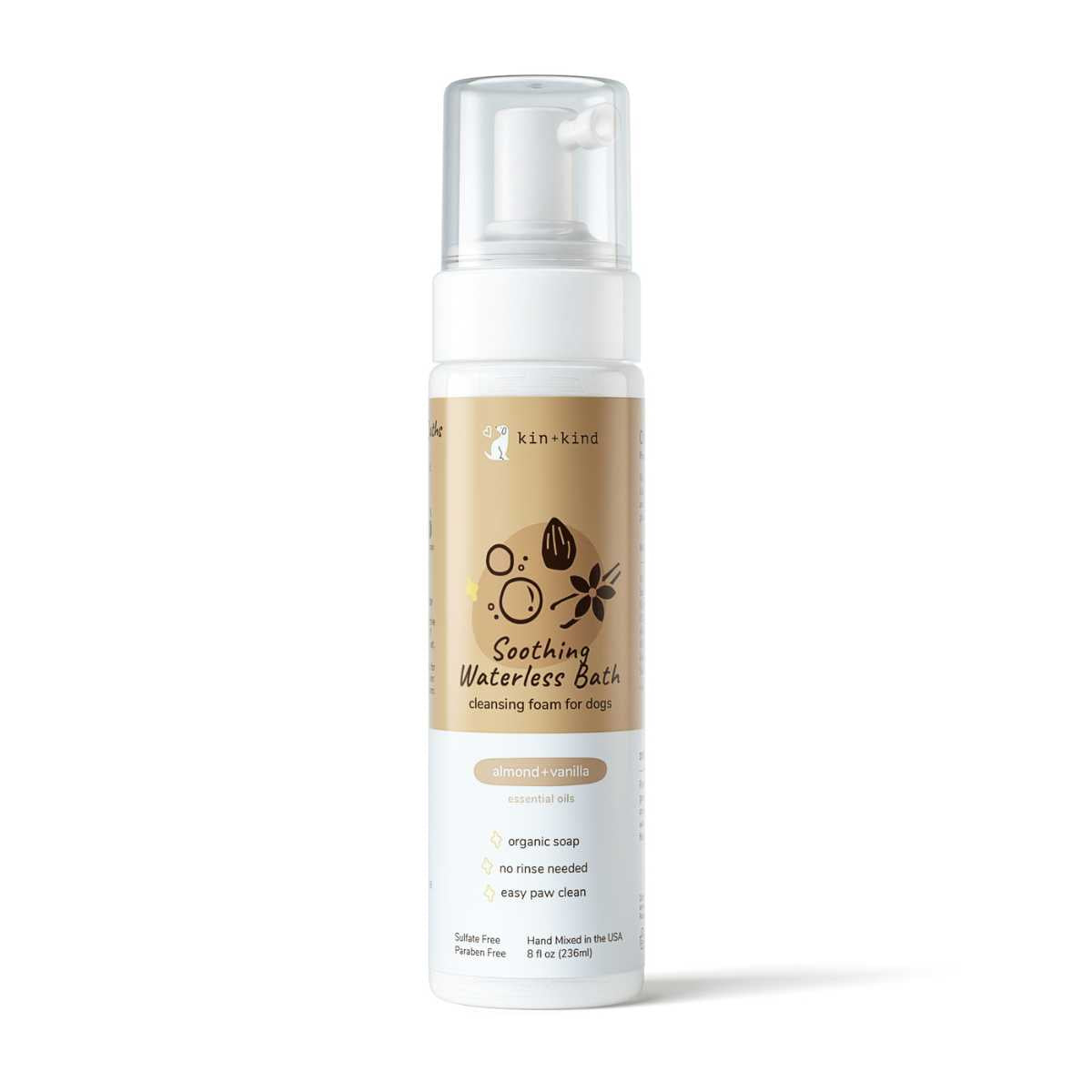 Kin & Kind Soothing Waterless Bath Almond+Vanilla-8 oz Bottle