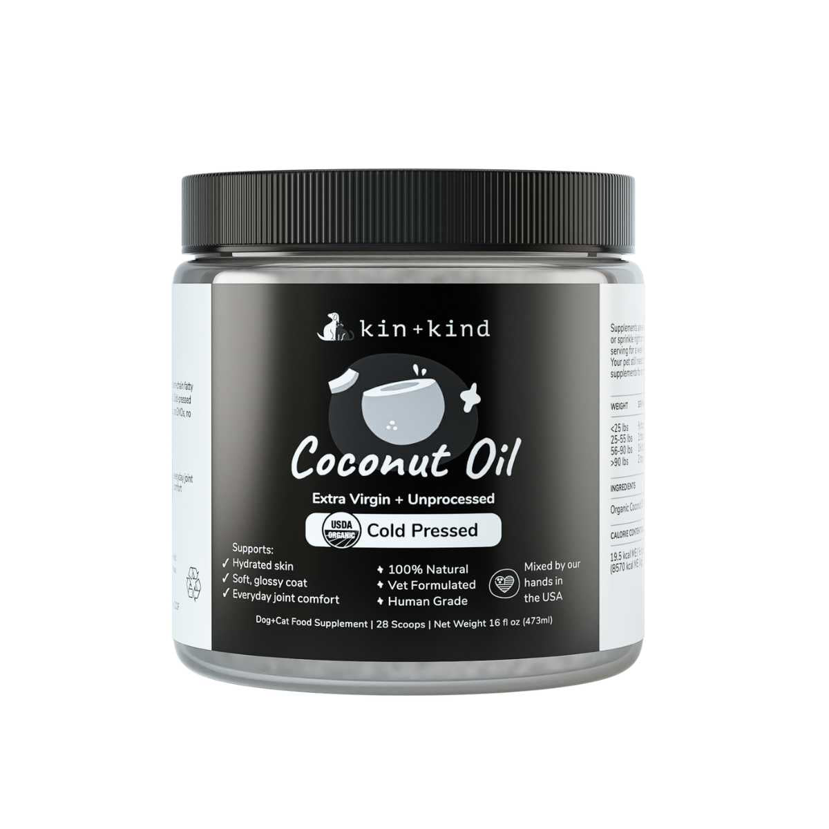 Kin & Kind Raw Coconut Oil-16 oz Jar