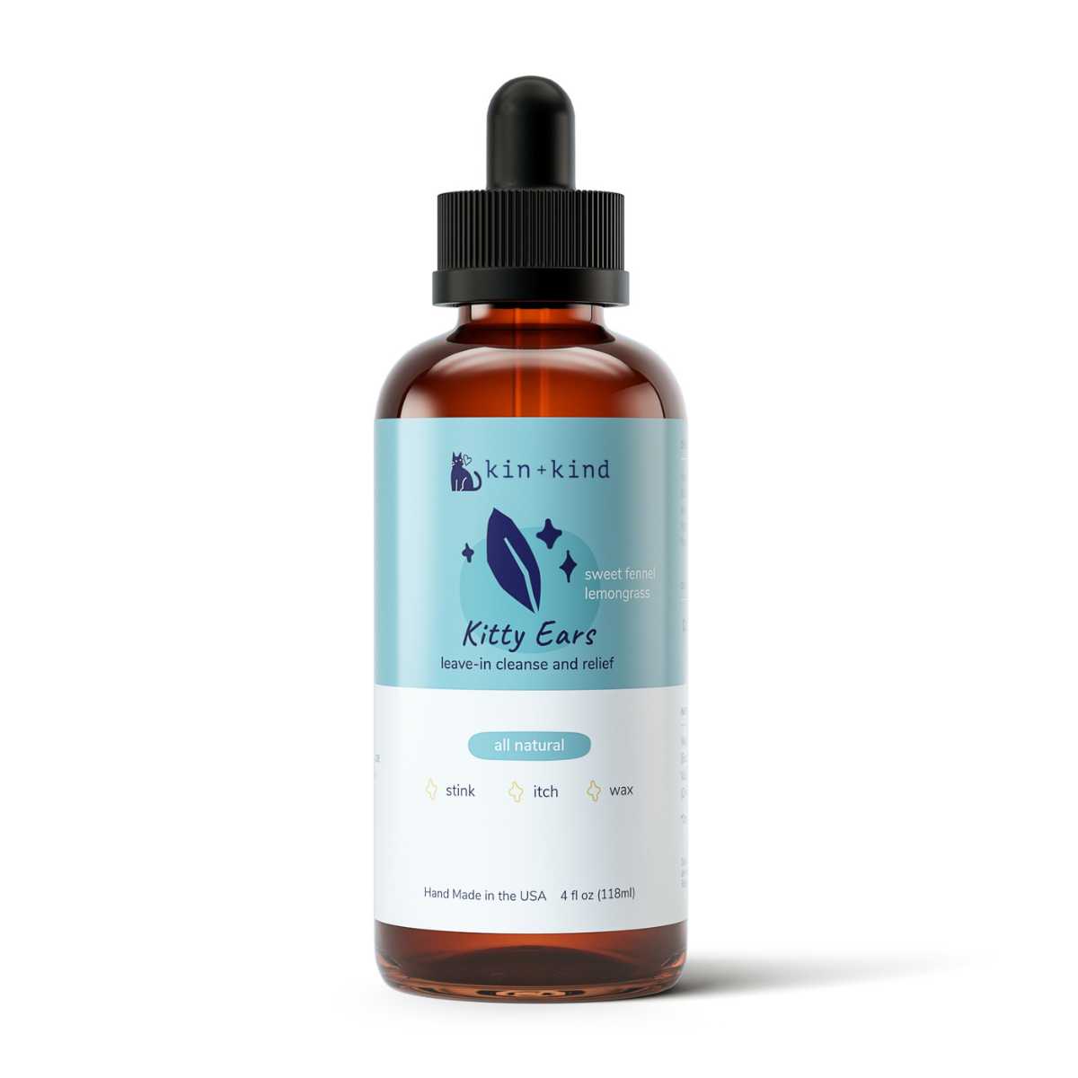 Kin & Kind Natural Kitty Ear Cleaner-4 oz Bottle