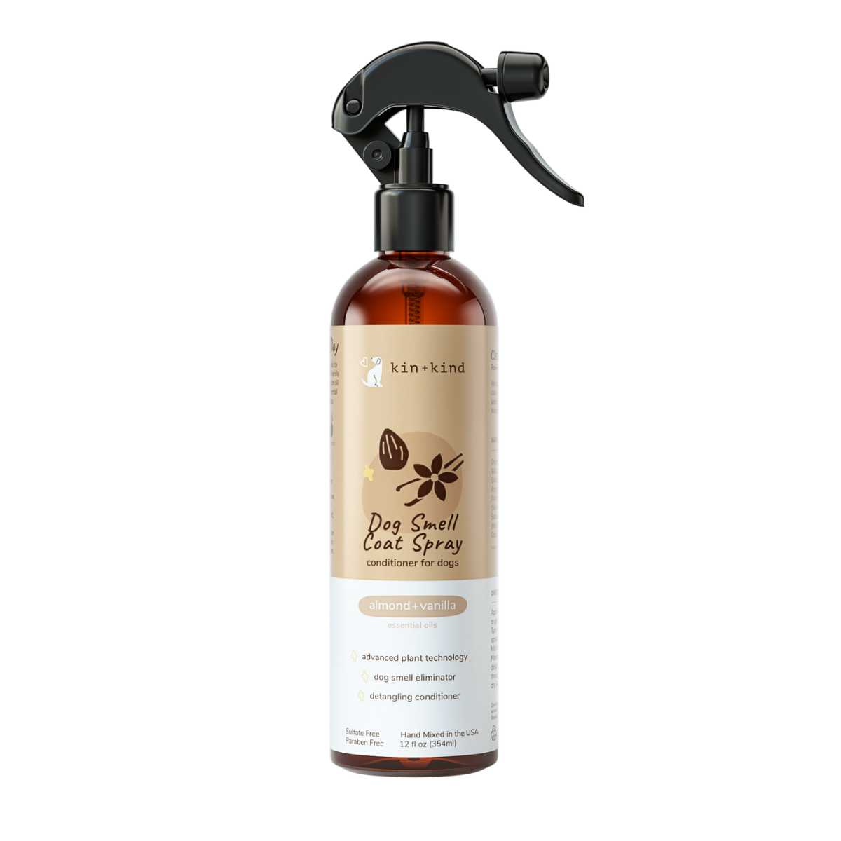 Kin & Kind Almond & Vanilla Dog Coat Spray-12 oz Bottle