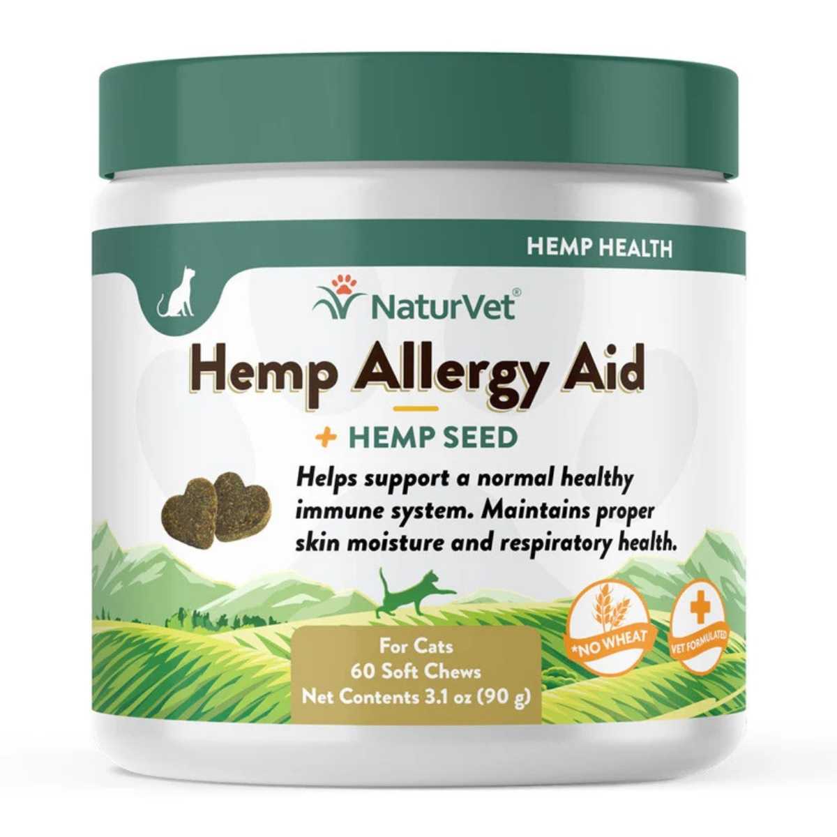 Naturvet Hemp Allergy Aid Soft Chews for Cats-60 ct Jar