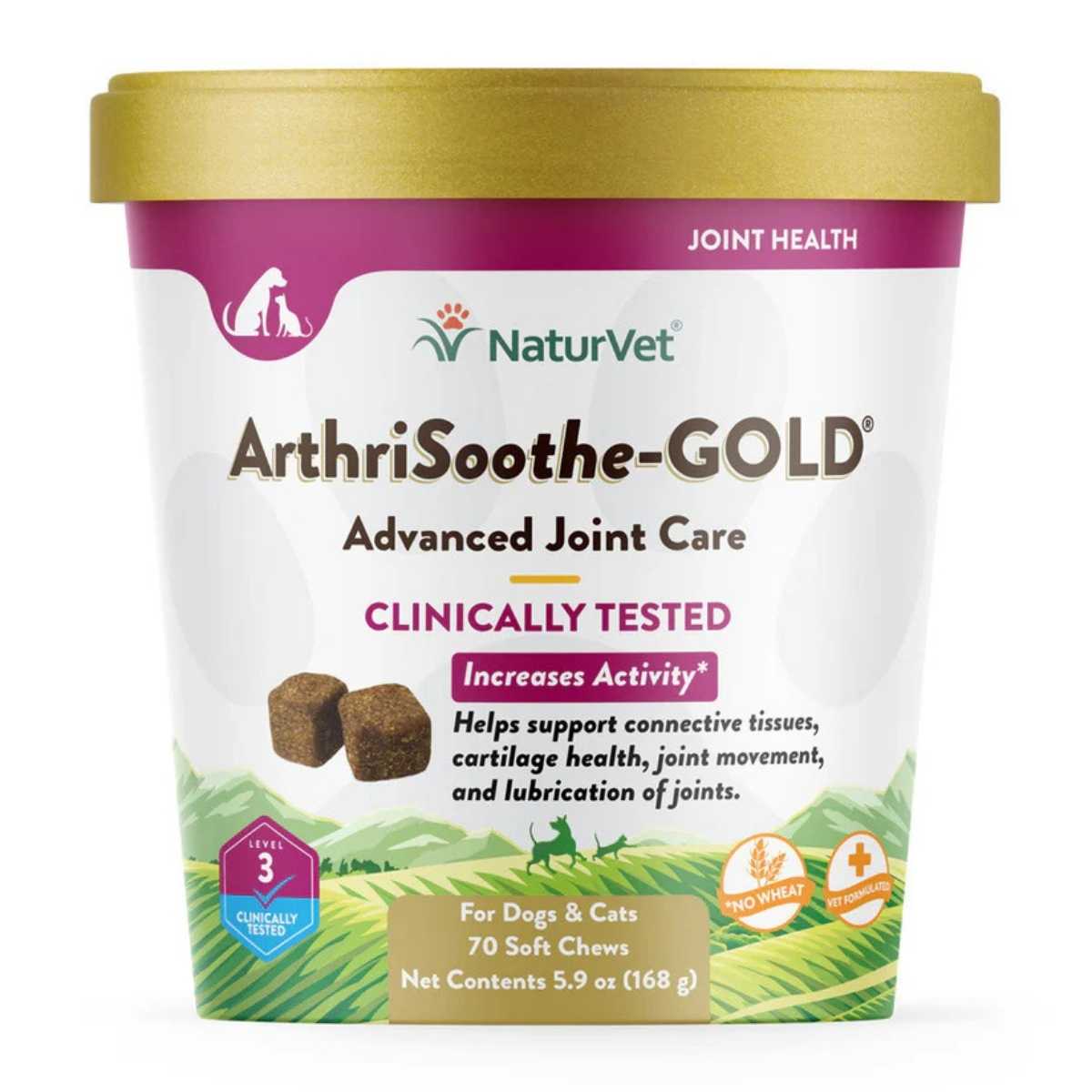 Naturvet ArthriSoothe-GOLDÂ® Level 3 Soft Chews-70 ct Cup