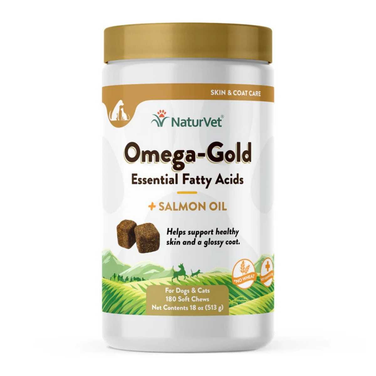 Naturvet Omega-Gold + Salmon Oil Soft Chews-180 ct Jar