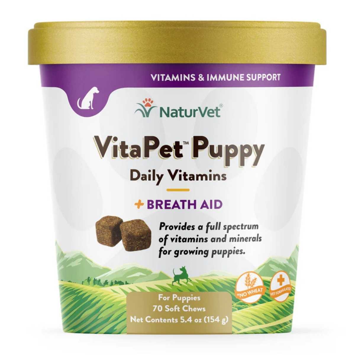 Naturvet VitaPetâ„¢ Puppy + Breath Aid Soft Chews for Dogs-70 ct Cup