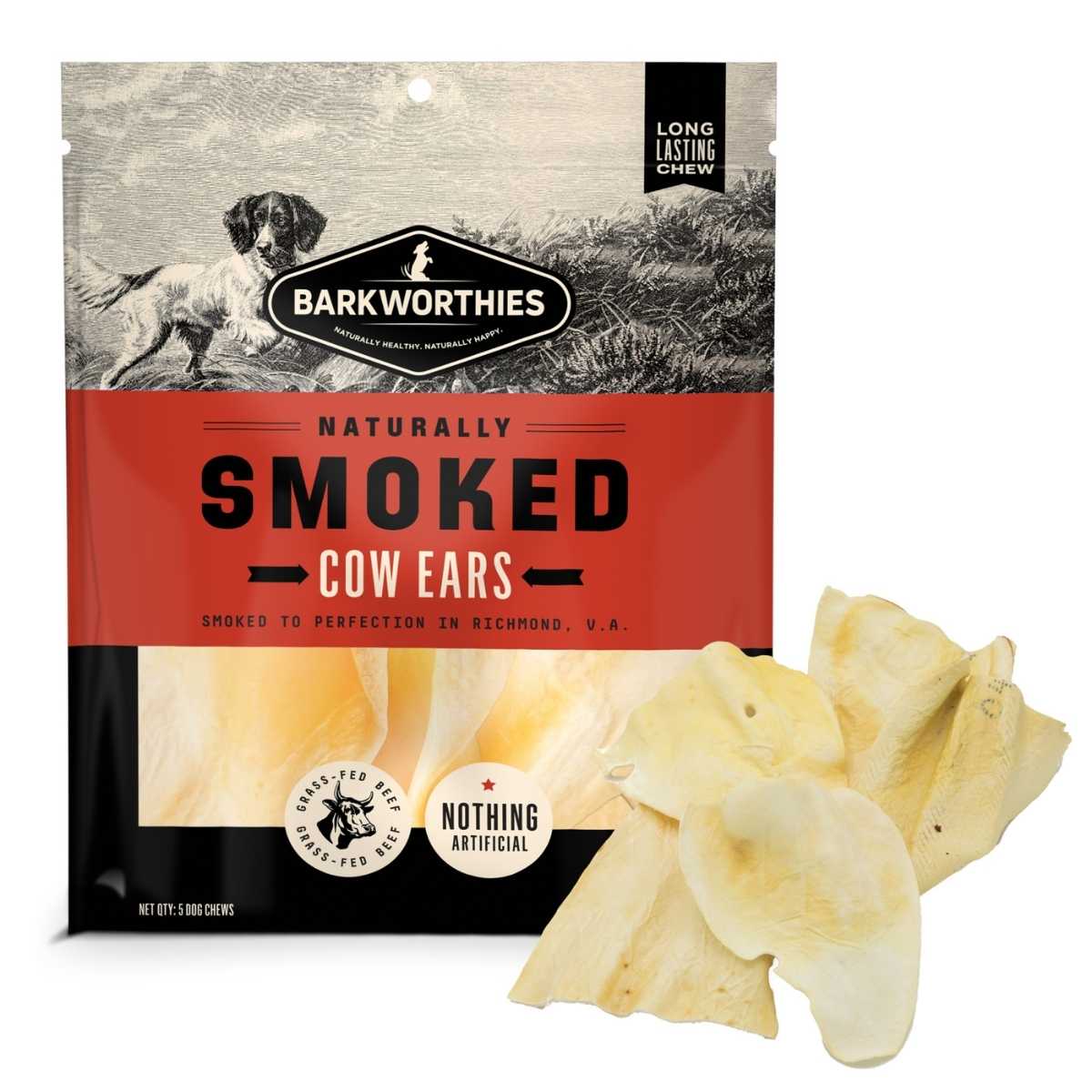Barkworthies Smoked Cow Ear-5 Pack