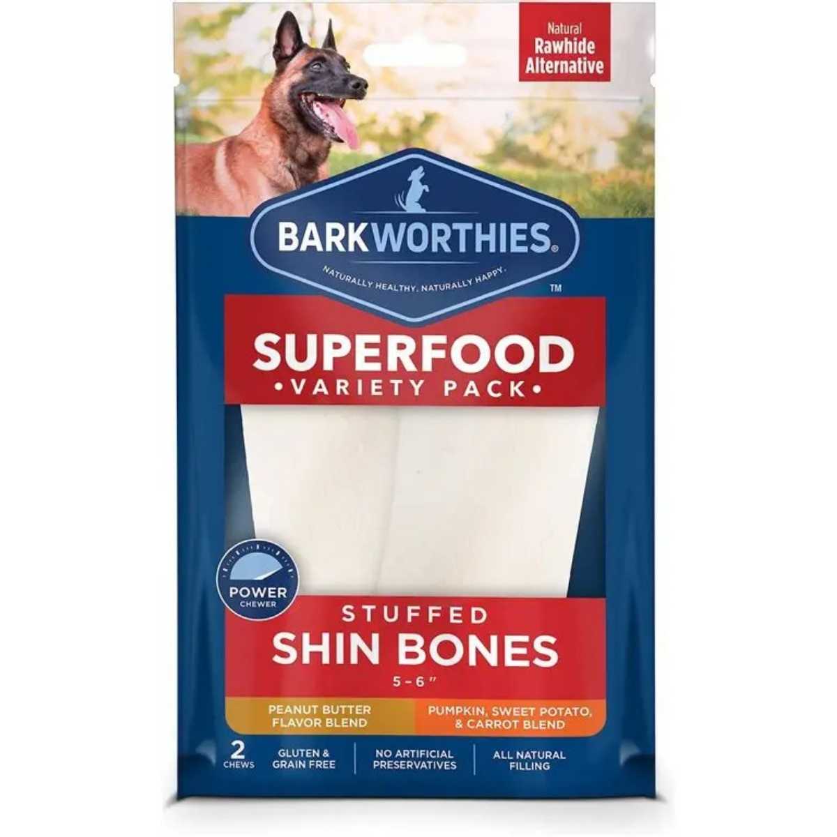 Barkworthies Variety Pack 5-6" Stuffed Shin Bones-2 Pack