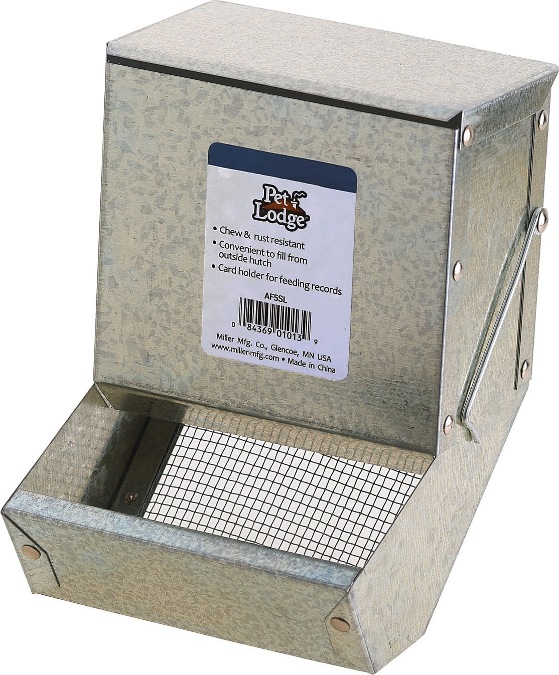 PET LODGE GALVANIZED FEEDER W/SIFTER BOTTOM & LID