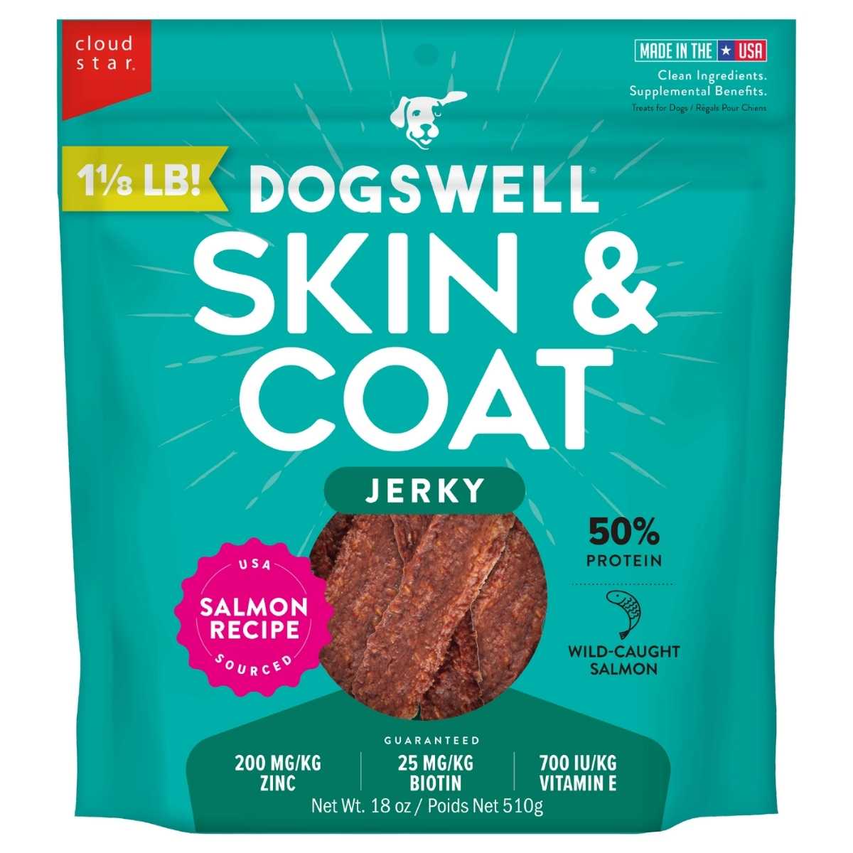 Dogswell Skin & Coat Salmon Jerky 18oz