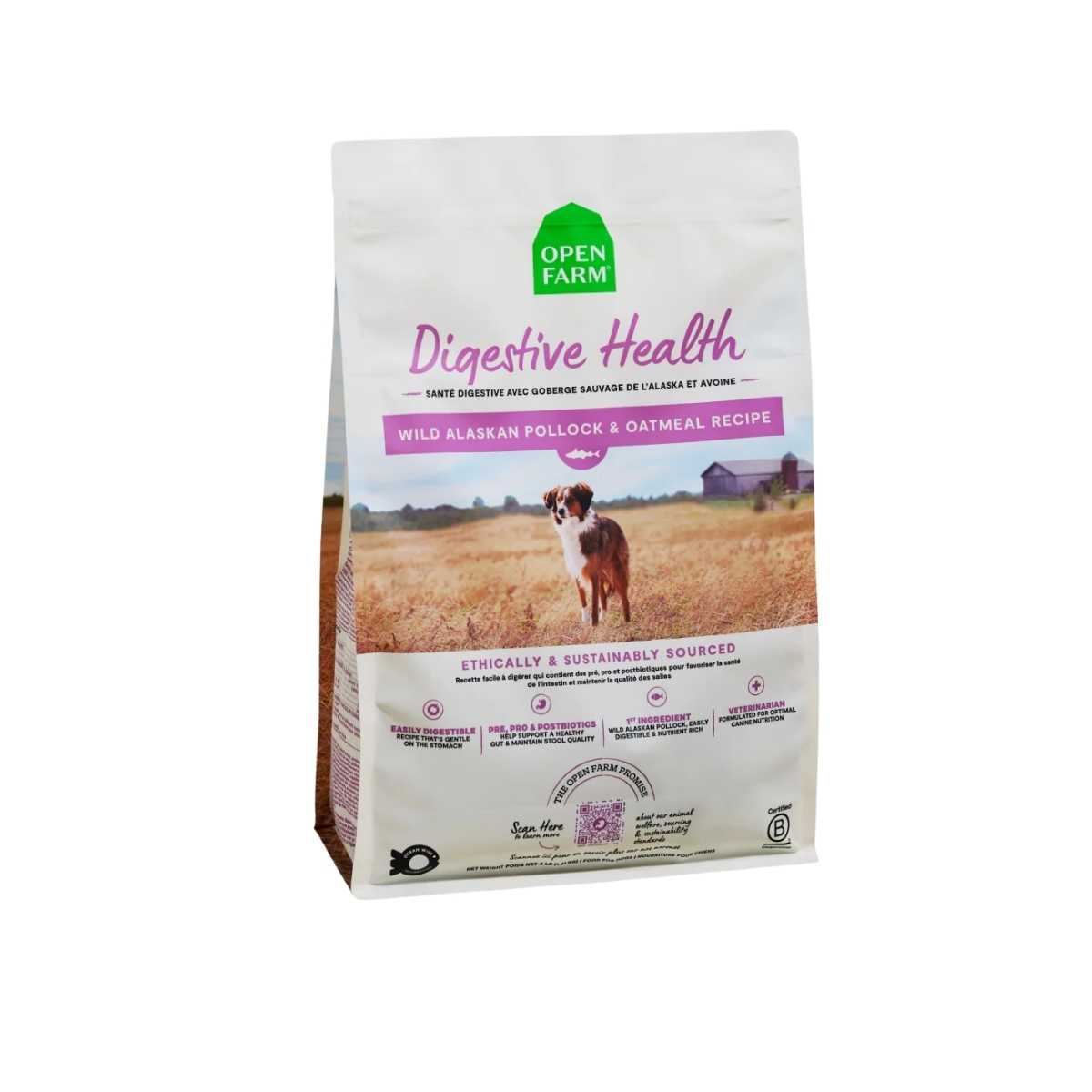 Open Farm Dog Digestive Health Wild Alaskan Pollock Oatmeal