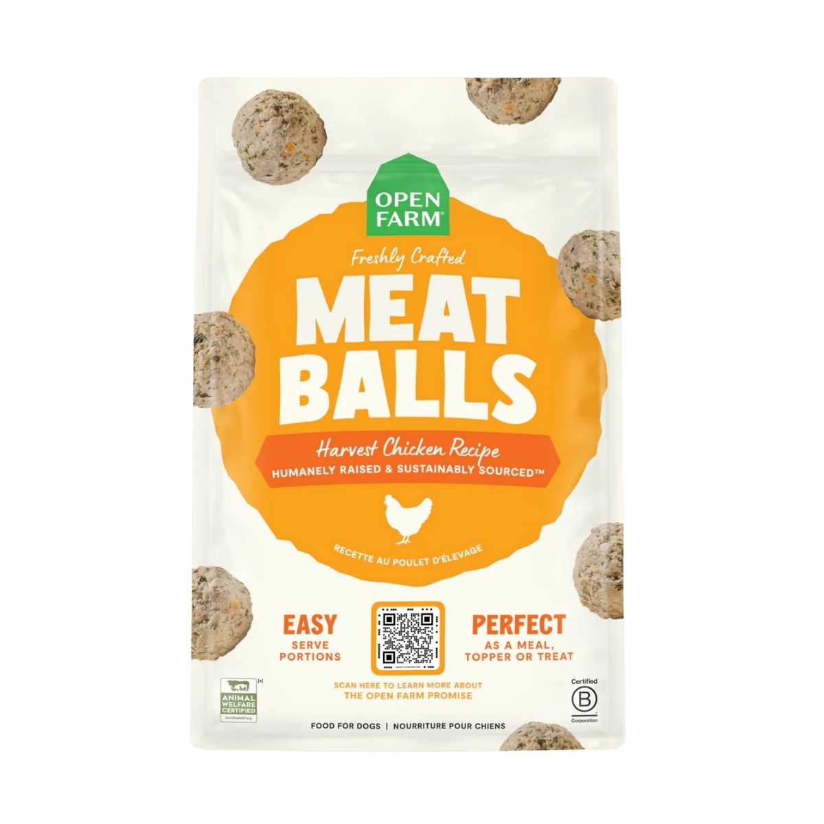 Open Farm Freshly Crafted Homestyle Meatballs Harvest Chicken Recipe-14 oz Bag