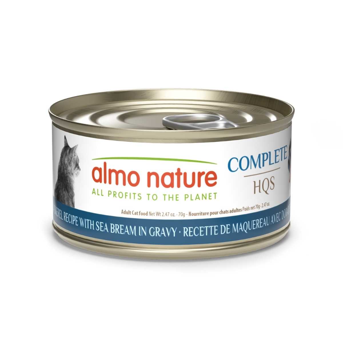 Almo Nature Cat HQS Complete Mackerel with Sea Bream in Gravy-24/2.47 oz Cans