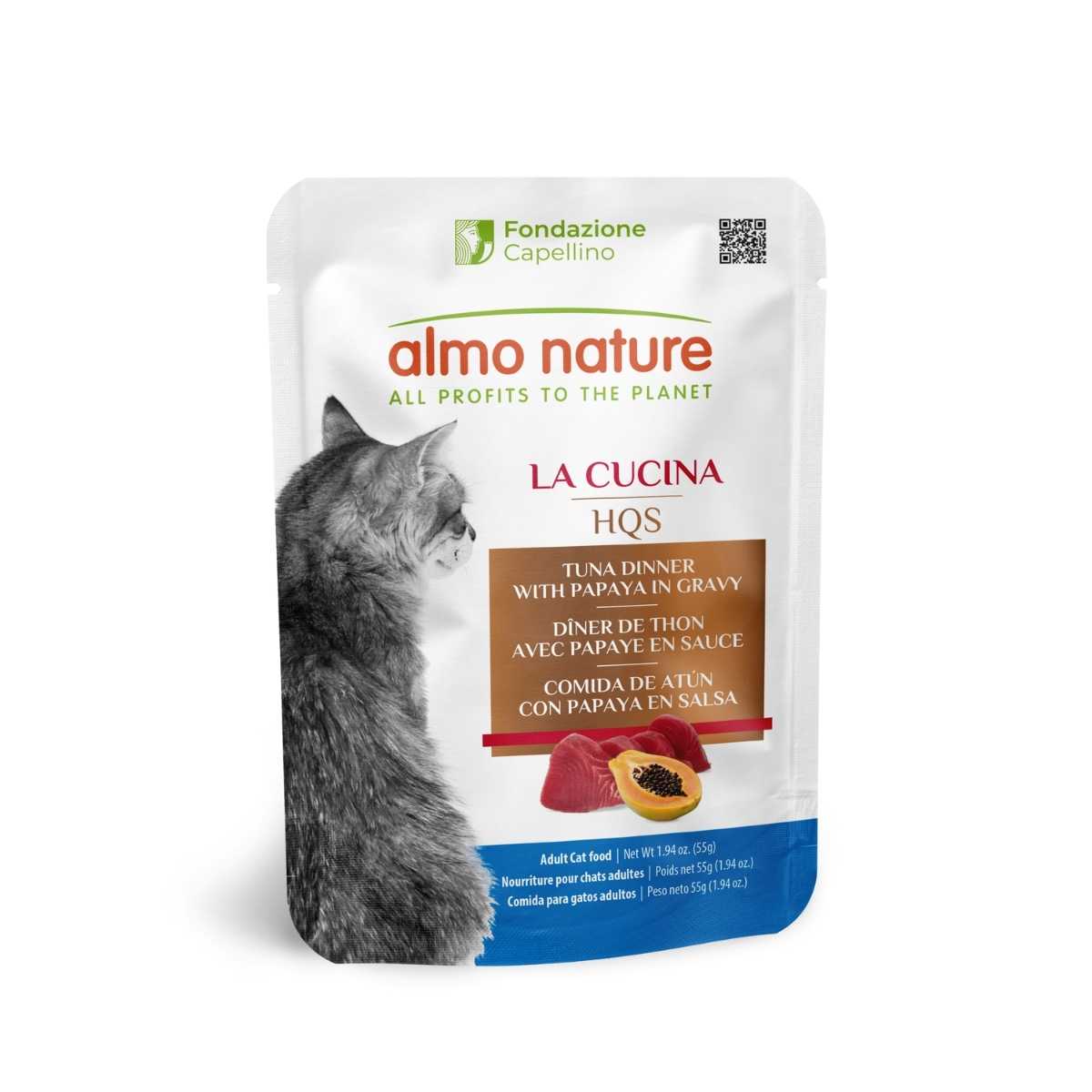 Almo Nature Cat HQS La Cucina Tuna with Papaya in Gravy-24/1.94 oz Pouches