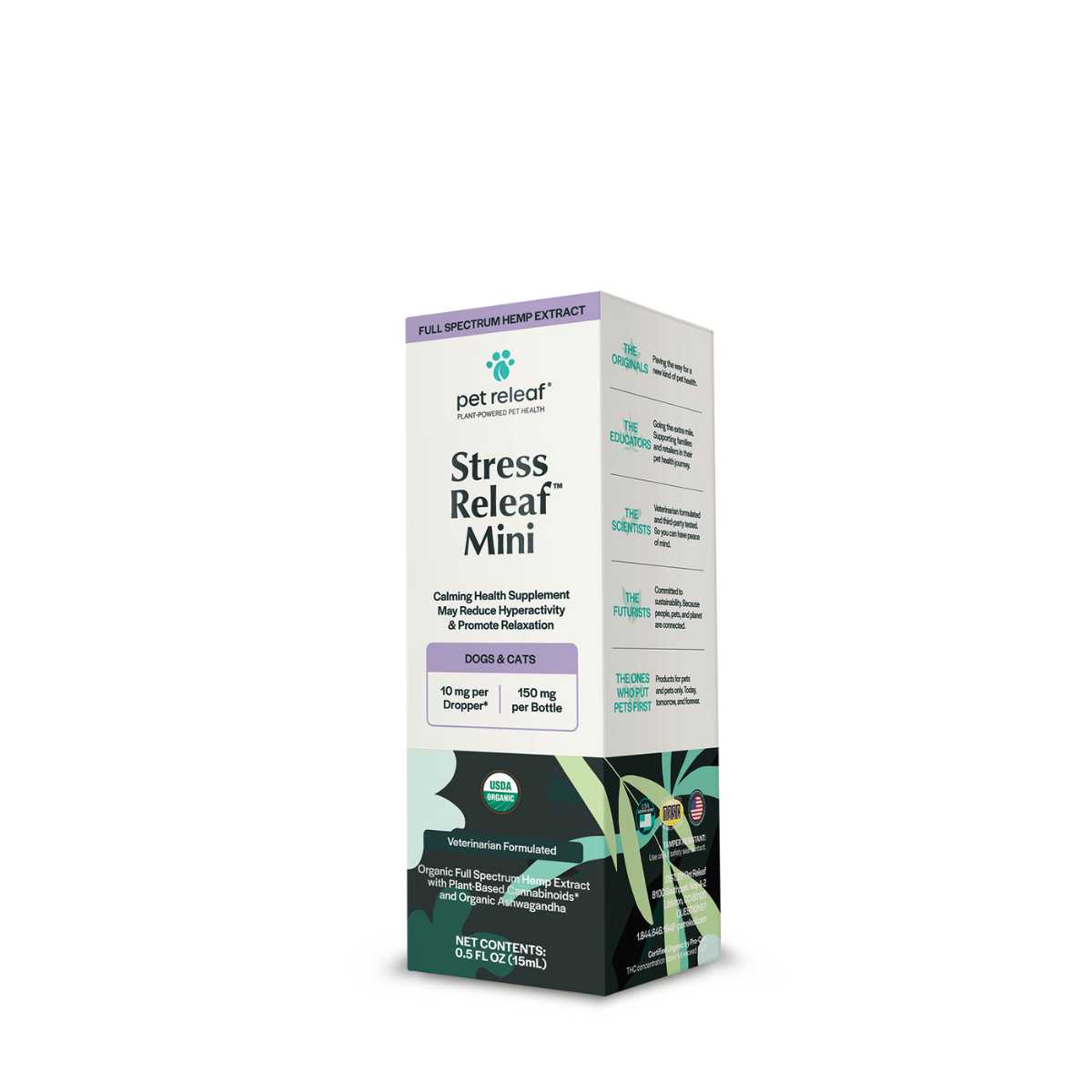 Pet Releaf Mini Stress Releaf-Organic 150 mg Hemp Oil-0.5 oz Bottle